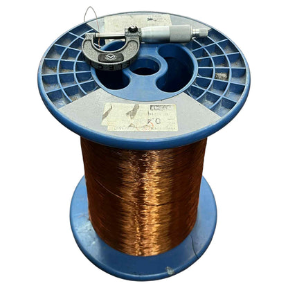 Spool of copper wire on a blue reel with visible brand name. Philflex 600 Grams Magnet Wire AWG 26 Enameled Copper Wire 0.40mm Heavy Formix Approx 495.87 Meters Per Roll Electx Electrical Supply