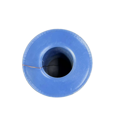 Blue spool of thread on a white background