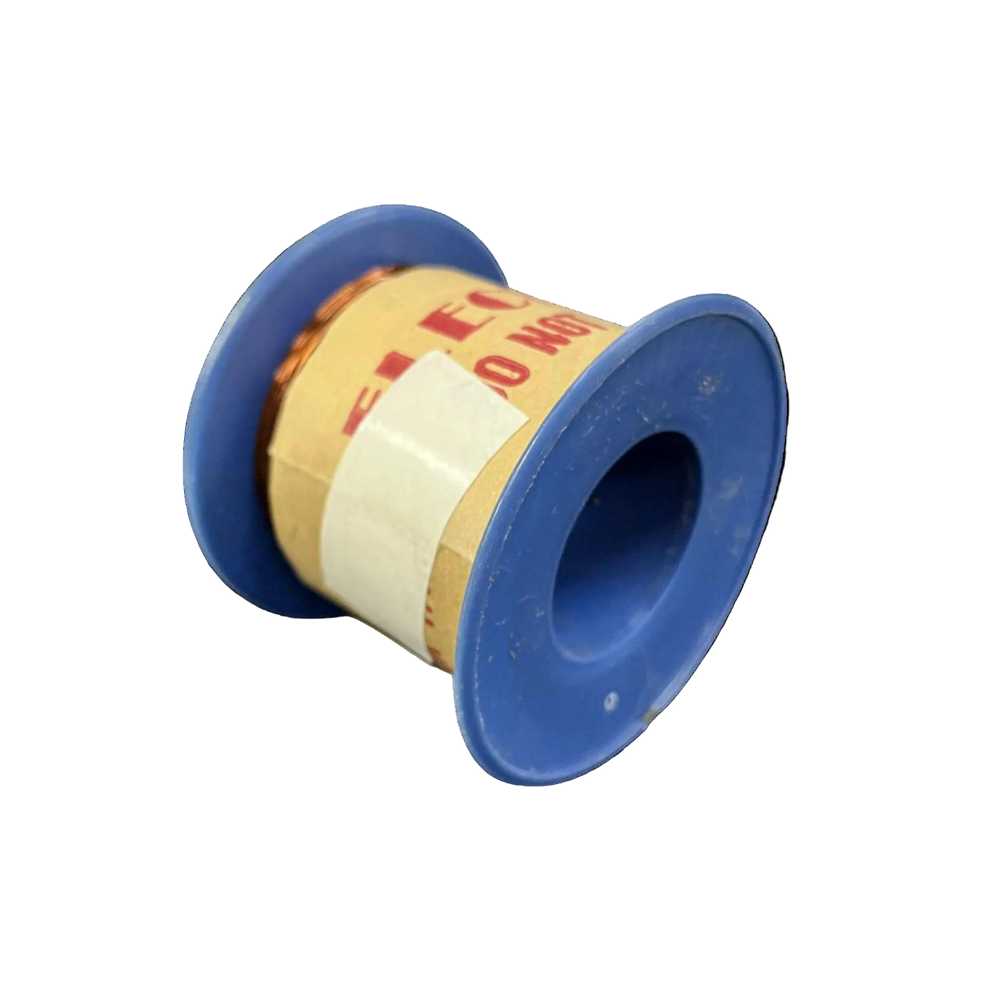 Spool of white tape with a blue plastic casing on a white background Philflex 700 Grams Magnet Wire AWG 26 Enameled Copper Wire 0.40mm Heavy Formix Approx 578.51 Meters Per Roll Electx Electrical Supply
