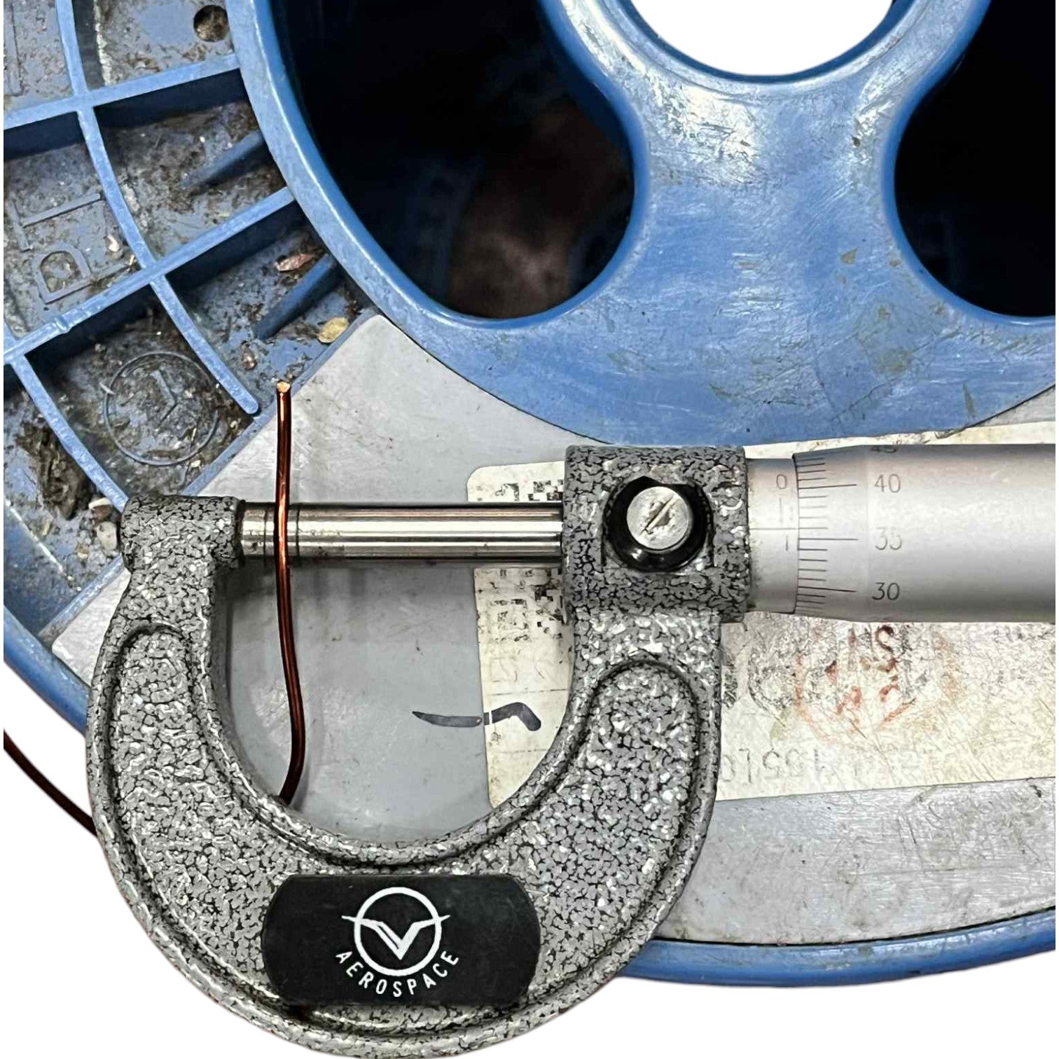 Micrometer with 'Aerospace' branding on a mechanical background Philflex 800 Grams Magnet Wire AWG 16 Enameled Copper Wire 1.20mm Heavy Formix Approx 67.34 Meters Per Roll  Electx Electrical SUpply
