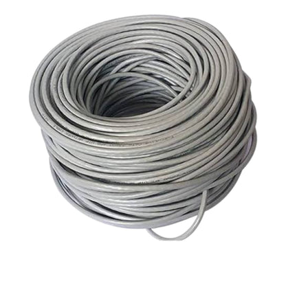 A coiled roll of light gray electrical wire or cable on a plain white background.