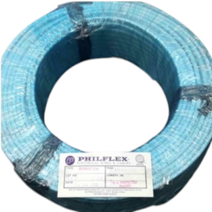 A large spool of Philflex multicolor braided cable, wrapped in clear protective plastic with a white product label at the bottom, set against a plain white background.