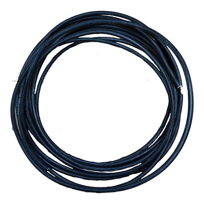 A coiled dark blue or navy black cable on a plain white background.