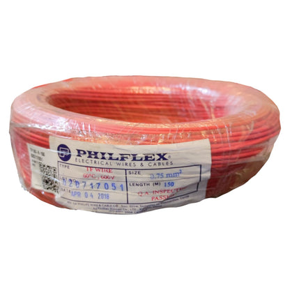 Spool of Philflex electrical wire with label on a white background