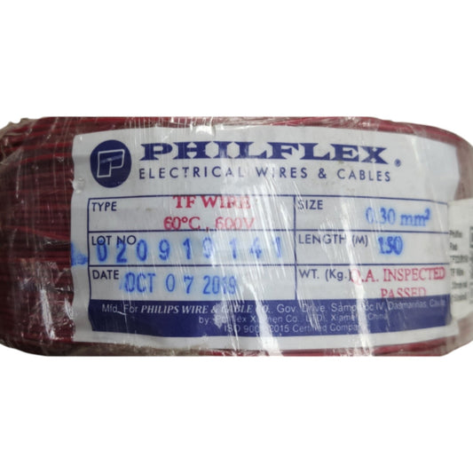 Philflex TF Wire AWG 22 Stranded (Hook Up Wire/ Thermoplastic Fixture Wire) Red Electx Electrical Supply