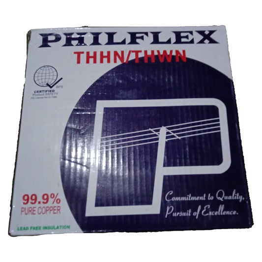 Philflex THHN/THWN cable packaging with branding and specifications.