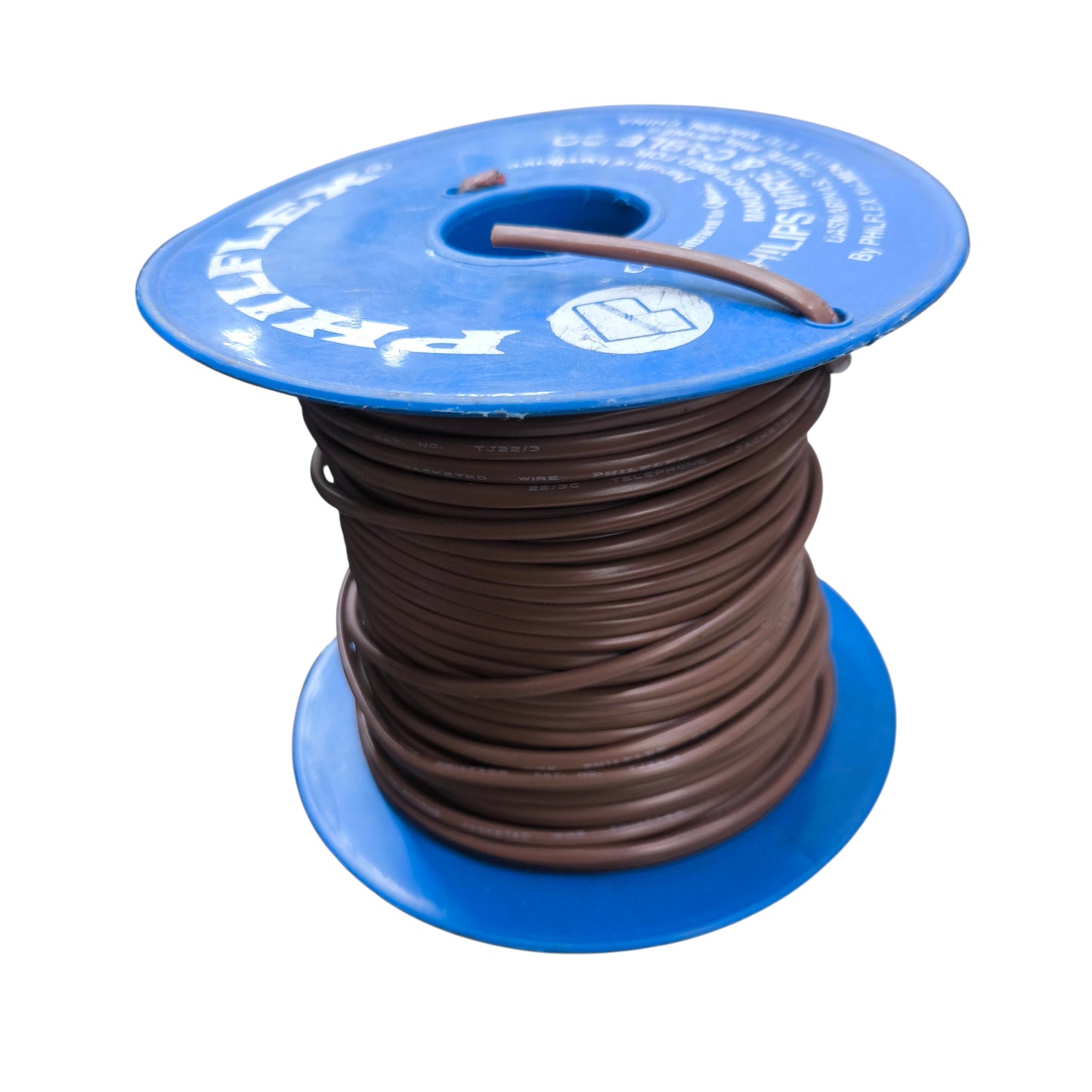 Spool of brown wire on a blue reel with 'Pike' branding.
