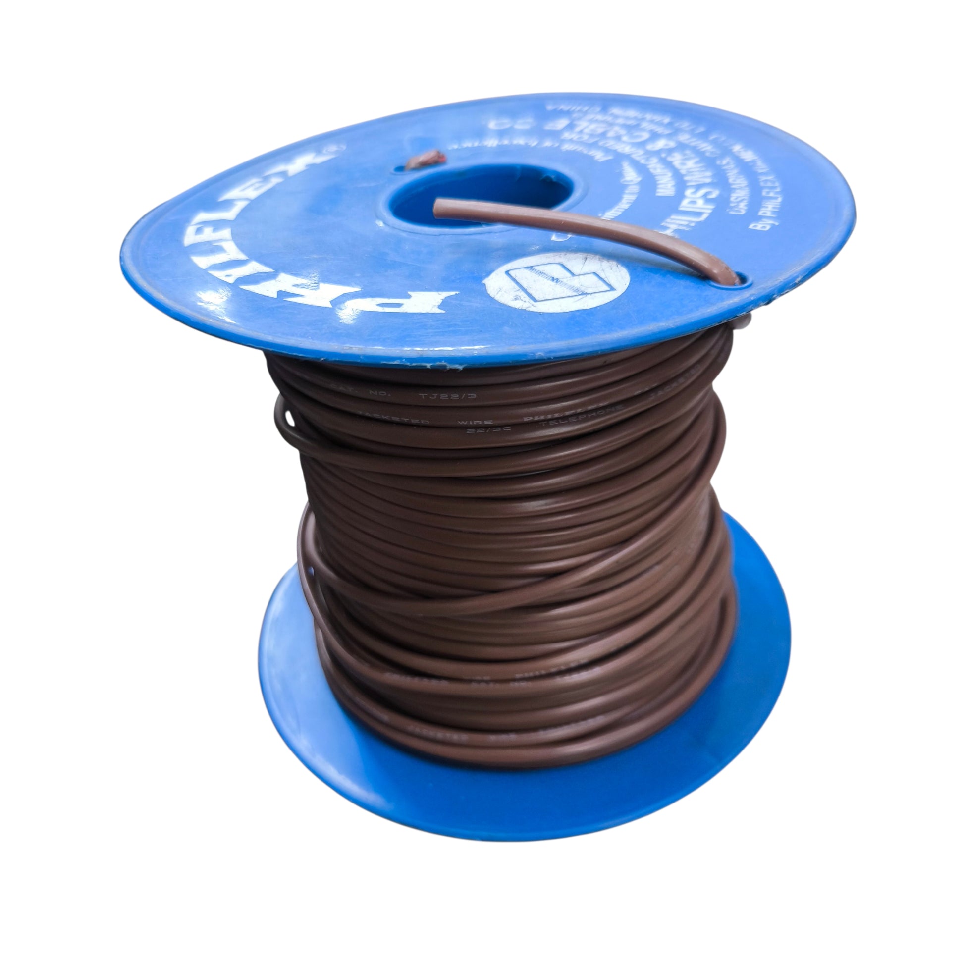 Spool of brown wire on a blue reel with 'Pike' branding.