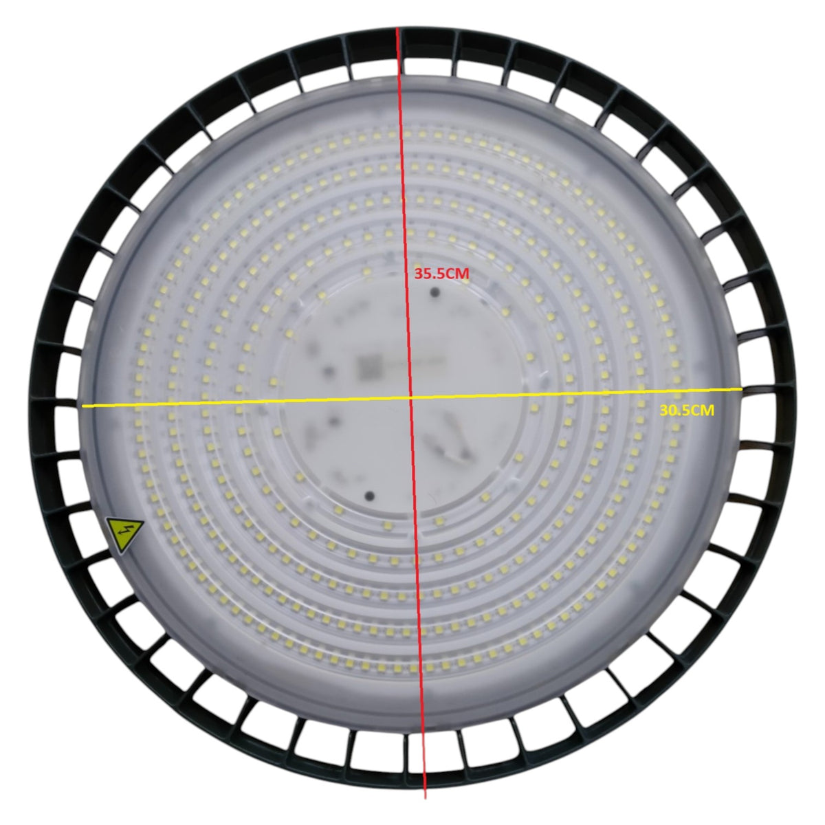 Philips 200W UFO LED High Bay Light front view with dimensions