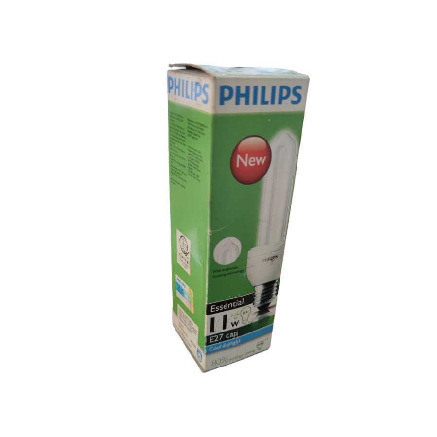 Philips 11W CFL Bulb E27 Daylight 6500K compact fluorescent light bulb in green packaging