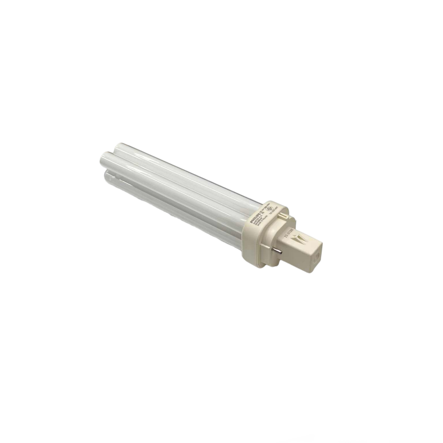 Fluorescent light bulb on a white background Philips 26W Pinlight Daylight 6500K GD24d-2 CFL Compact Fluorescent Lamp PLC2P26W/865 Electx Electrical Supply