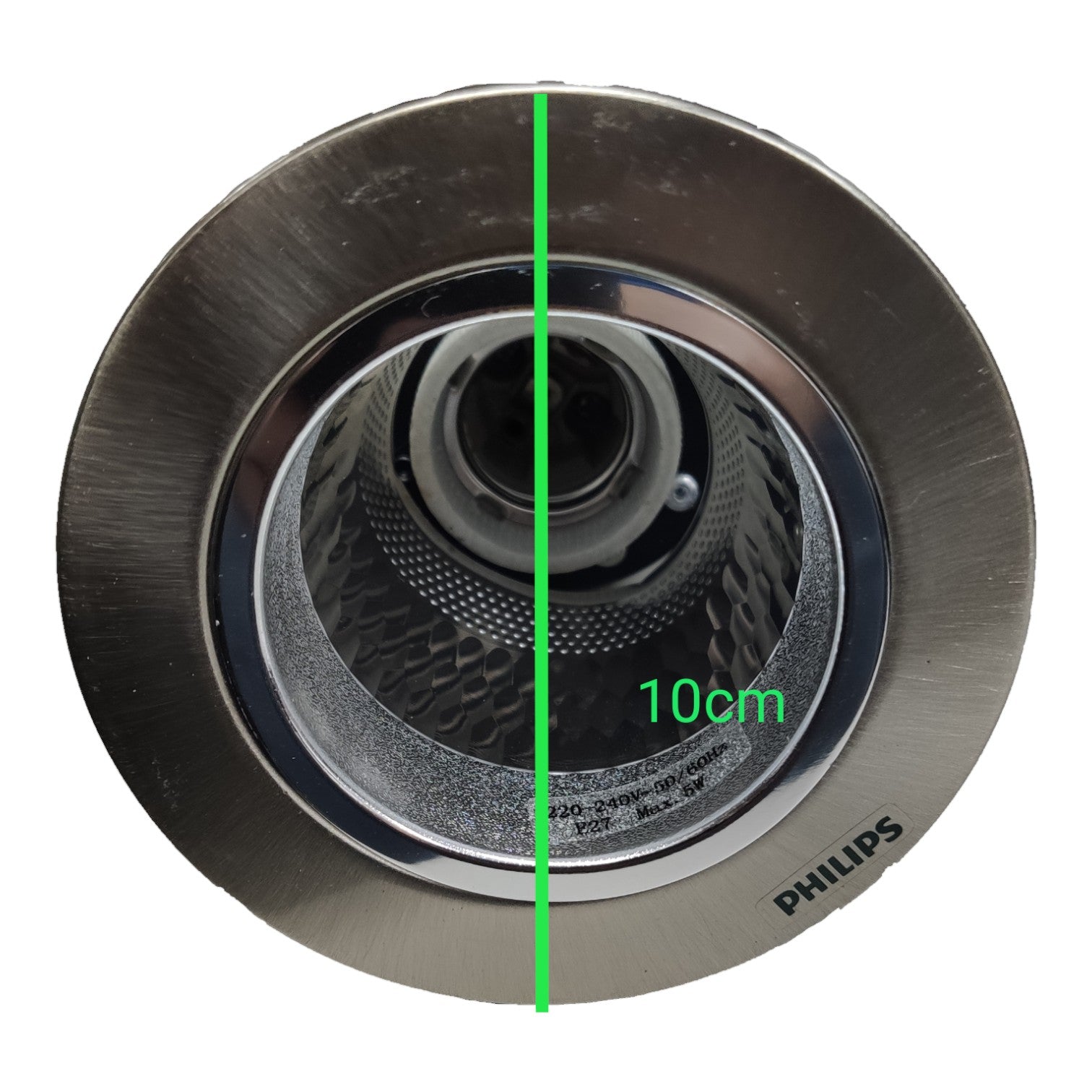 Philips light bulb with measurement scale on a white background