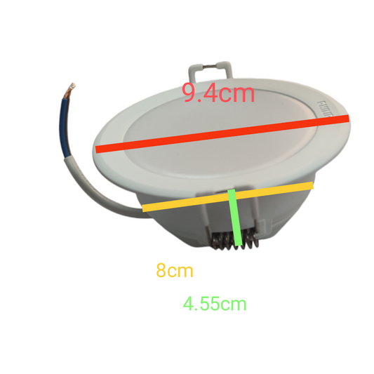 Round electronic component with dimensions labeled on a white background