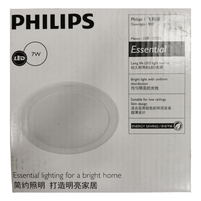 Philips LED downlight packaging with specifications on a white background
