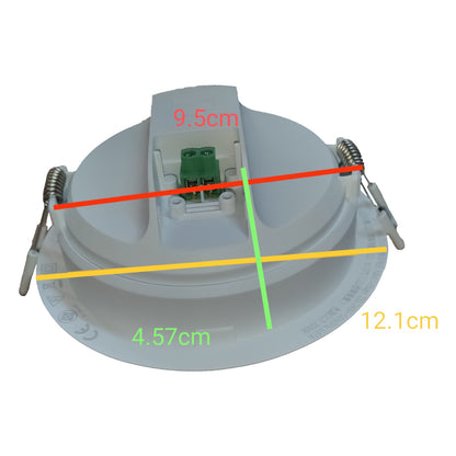 Ceiling light fixture with measurements on a white background
