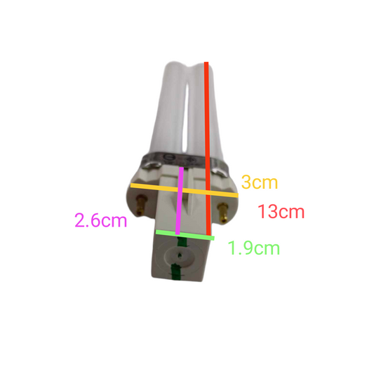 Philips 7W Pinlight Daylight G23 Socket compact fluorescent bulb with measurement details