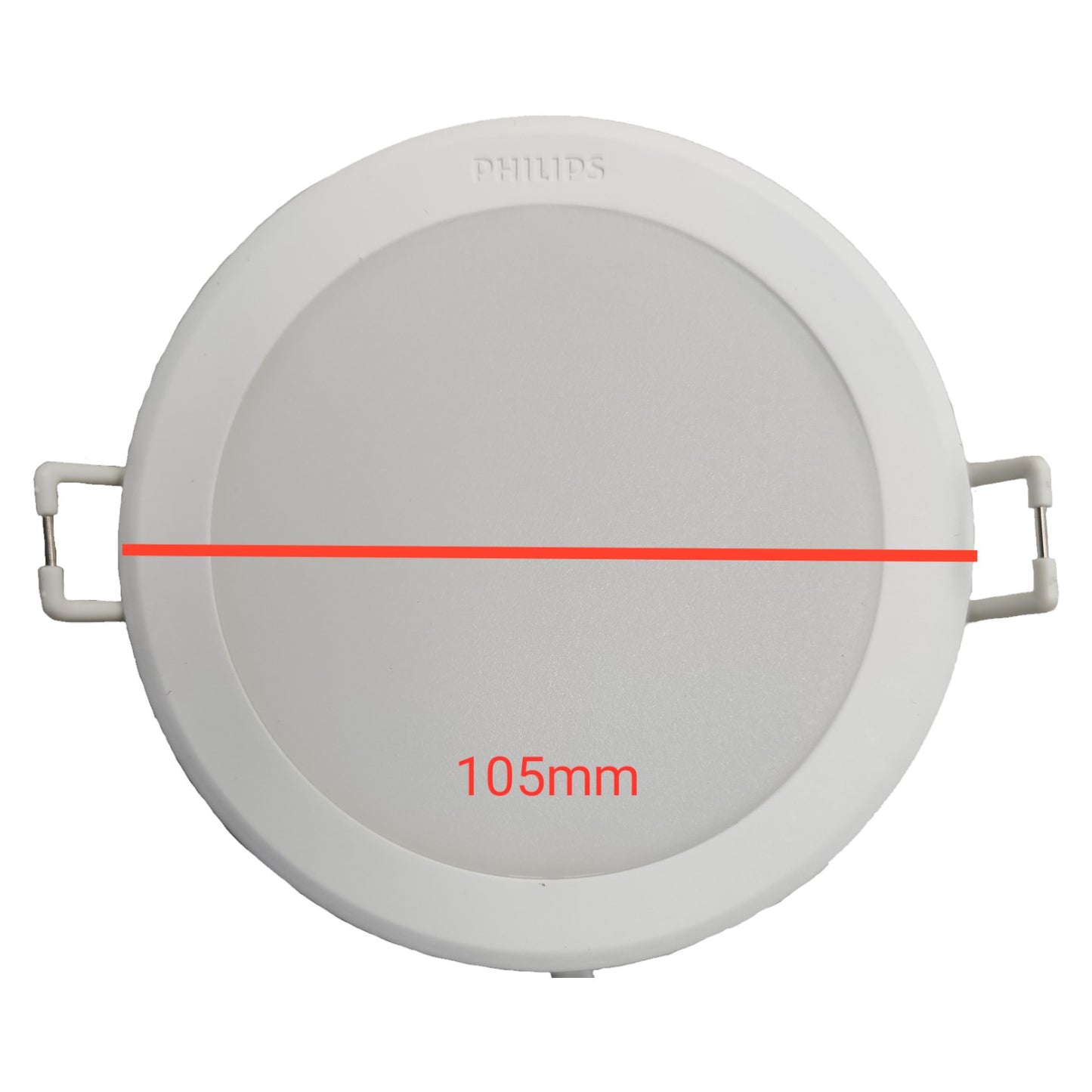 Philips downlight with measurement label on a white background