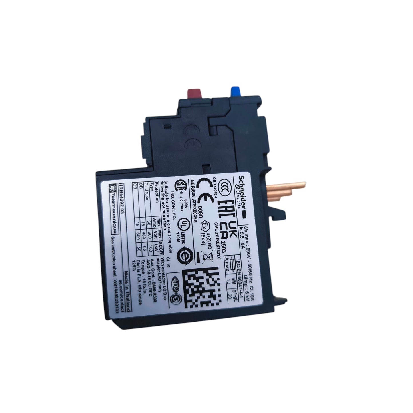 Schneider Overload Relay 5.5-8A TeSys LRD12