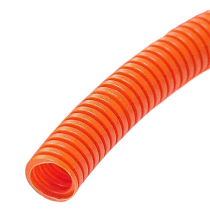 An orange corrugated plastic cable protective tube shown on a plain white background.