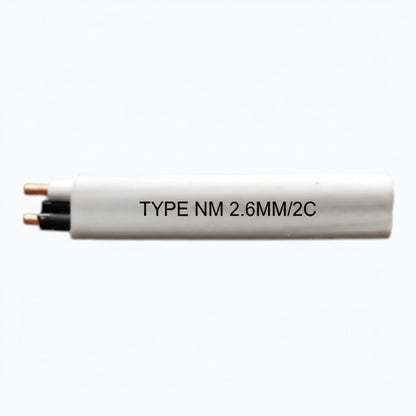 Cable with 'TYPE NM 2.6MM/2C' marking on a white background