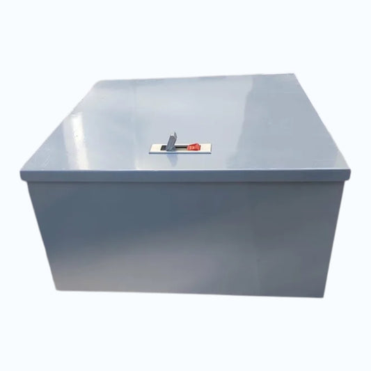 Pull Box with Push lock 8 x 8 x 4.5 Inches Gauge 18 Powder Coated Gray, Depth: 203.2 mm  Width: 203.2 mm  Length / Height: 114.3 mm