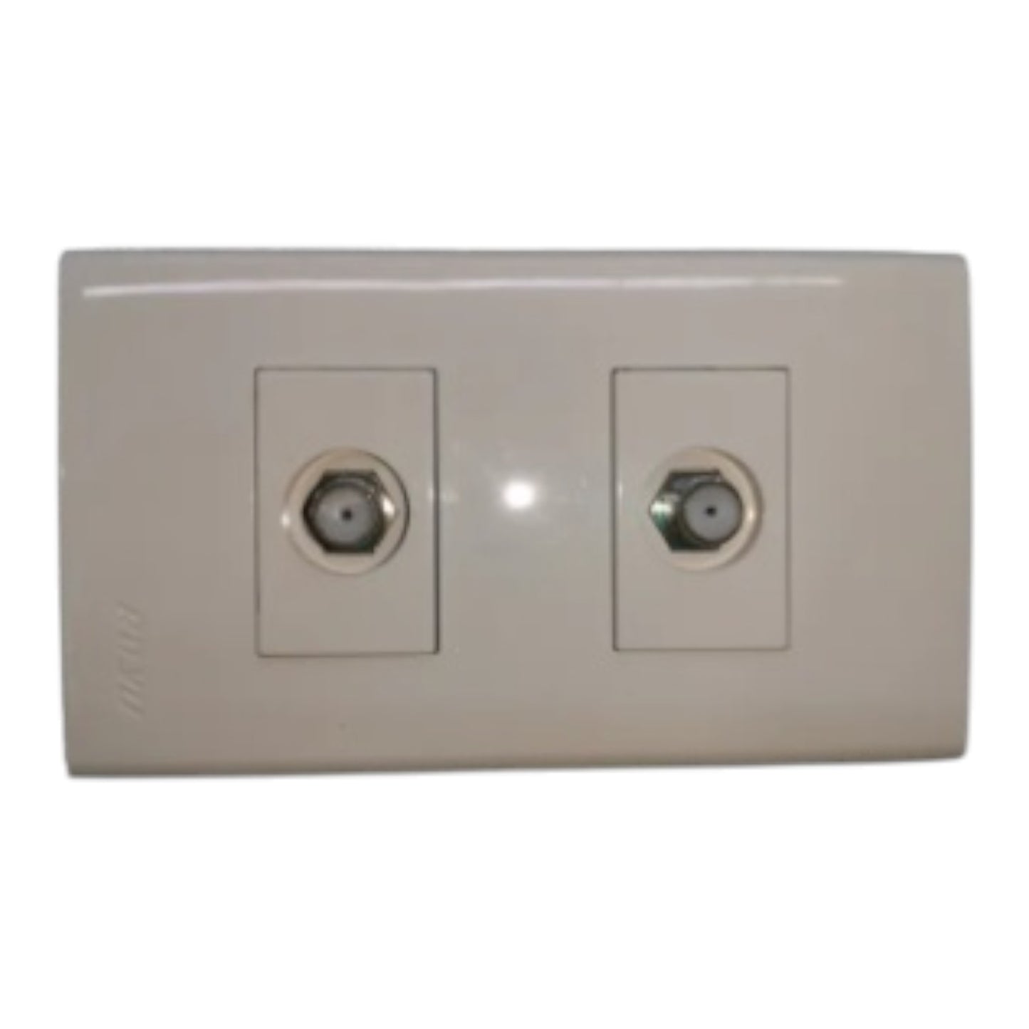 A beige double S-Video wall socket plate with two circular video input jacks, shown against a plain white background.