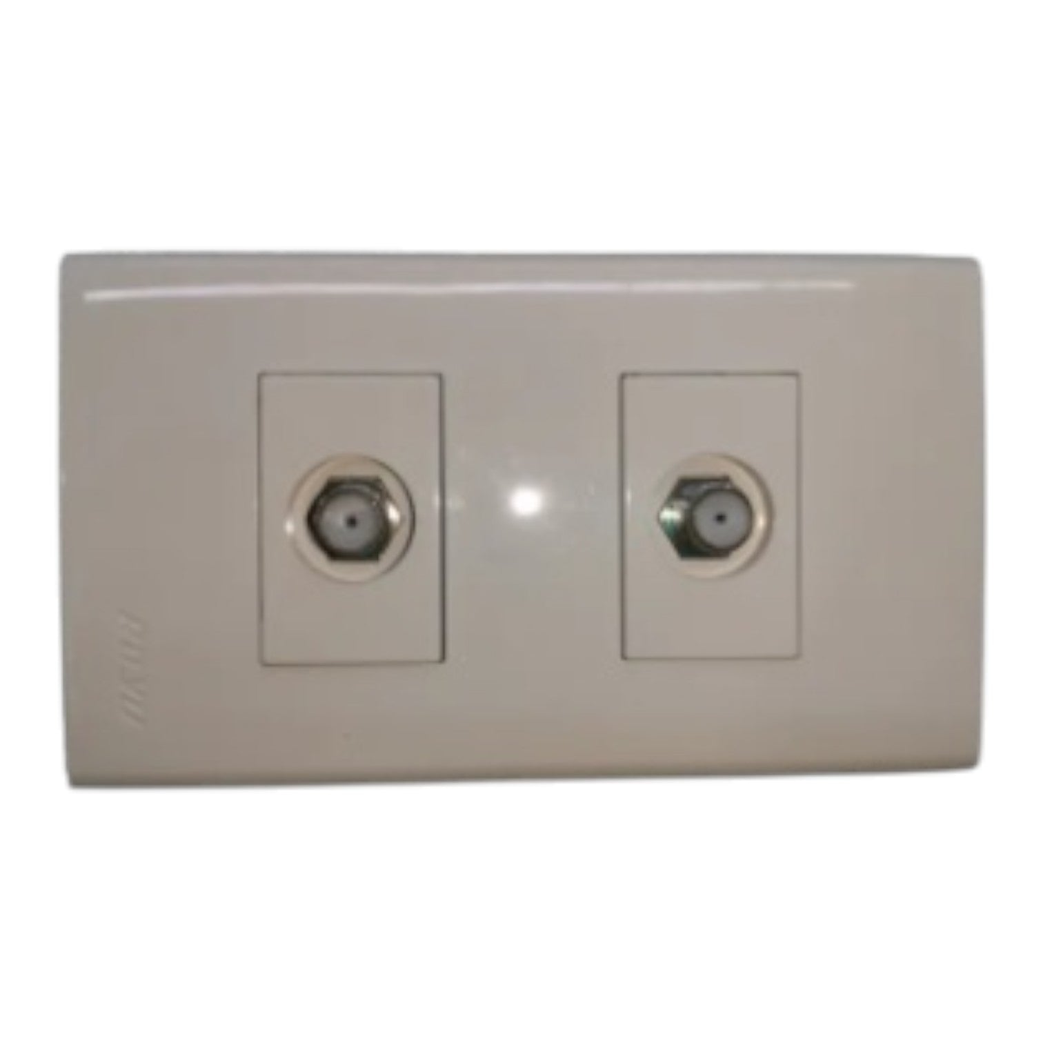 A beige double S-Video wall socket plate with two circular video input jacks, shown against a plain white background.