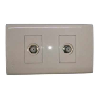 A beige double S-Video wall socket plate with two circular video input jacks, shown against a plain white background.