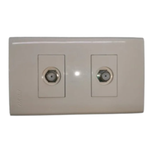 A beige double S-Video wall socket plate with two circular video input jacks, shown against a plain white background.