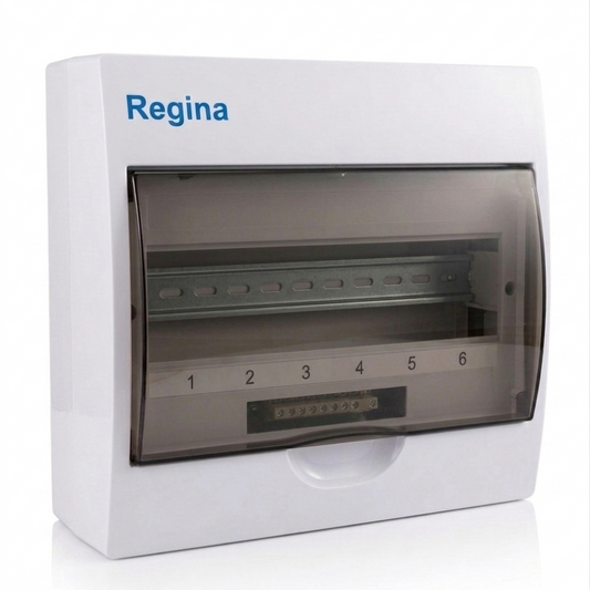 Regina 6-Ways Plastic Distribution Box Surface Type,6-Module Panel Box for Miniature Circuit Breaker