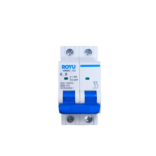 Royu 10A 2 Pole Miniature Circuit Breaker 4.5KAIC 220V RMB2P10C4