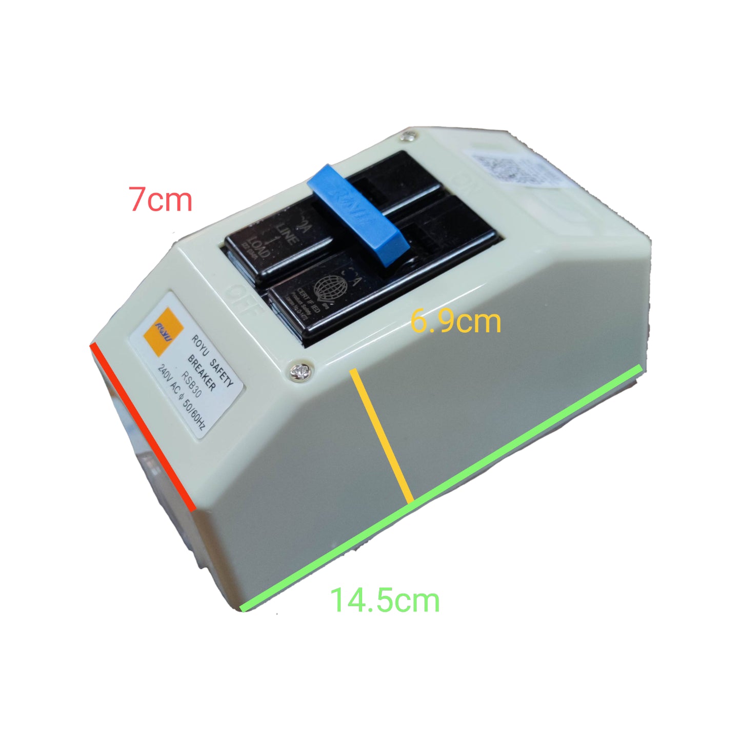 Royu 40A 2 Pole 10KAIC 220V Circuit Breaker with PVC Enclosure RSB40A