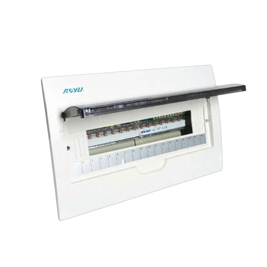 Royu 18 Ways Flush Type Metal Base Distribution Box with Busbar for 18 Breakers 1 Pole RUMF01D1N18