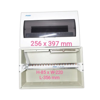 Royu 18 Ways Flush Type Metal Base Distribution Box with Busbar for 9 Breakers 2 Pole RUMF01D2N18