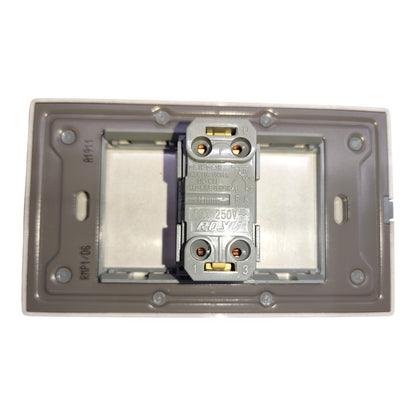 A 3-pin electrical socket outlet backplate with a central terminal block, featuring screw terminals and a 250V rating, shown on a plain white background.