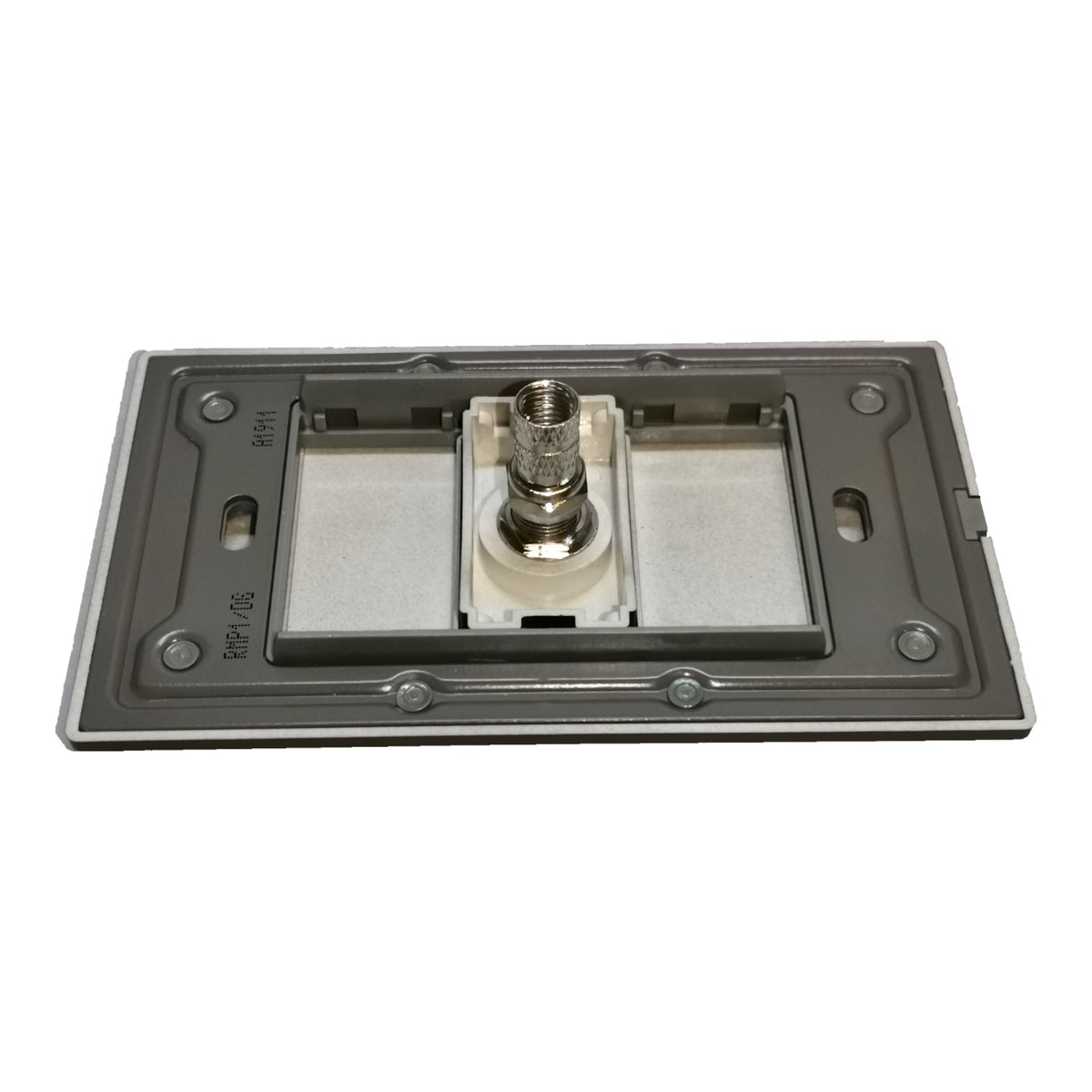 A metal wall plate or mounting bracket with a central threaded connector, shown on a plain white background.
