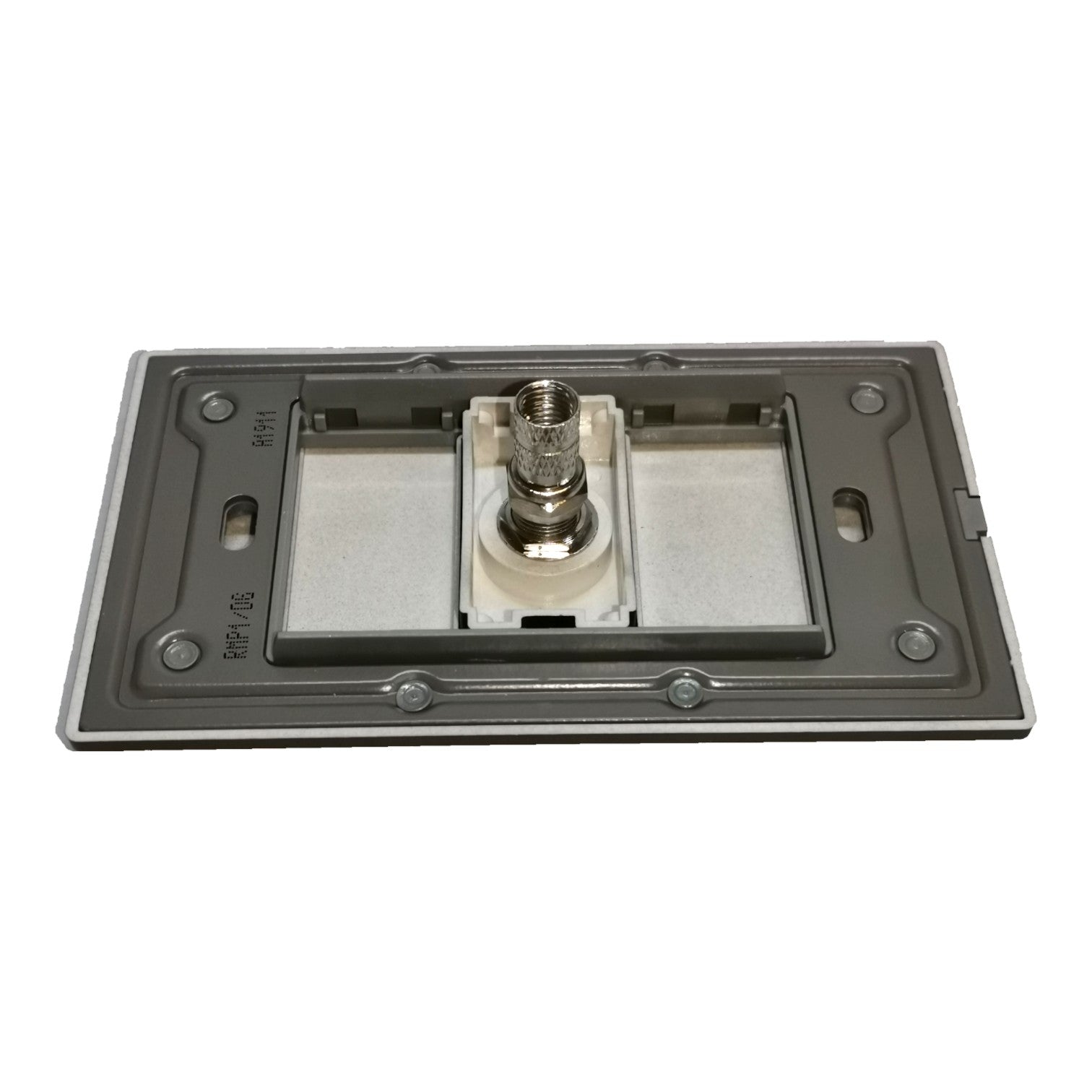 A metal wall plate or mounting bracket with a central threaded connector, shown on a plain white background.