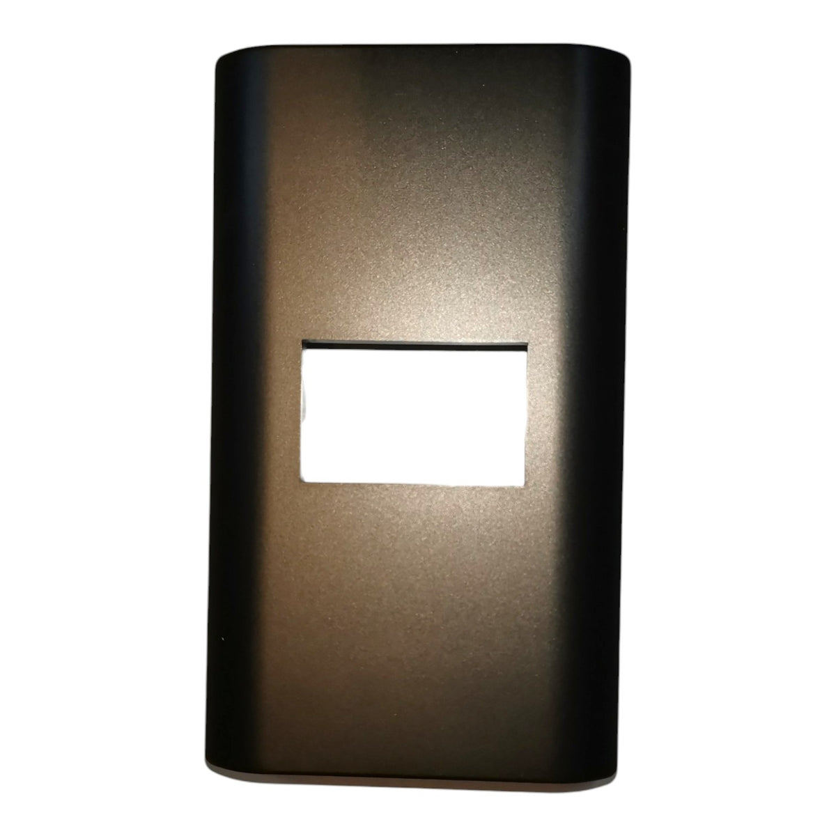 A rectangular black plastic cover with a central rectangular cutout, shown against a plain white background.