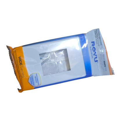 A packaged Royu Electrical wide series protective mask with a clear plastic window showing the mask inside, on a plain white background.
