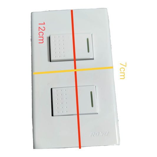 Royu 2 Gang 1 Way Switch with Plate Cover Wide Series 10A 250V RWP2/2XRWS1-A Electx Electrical SUpply