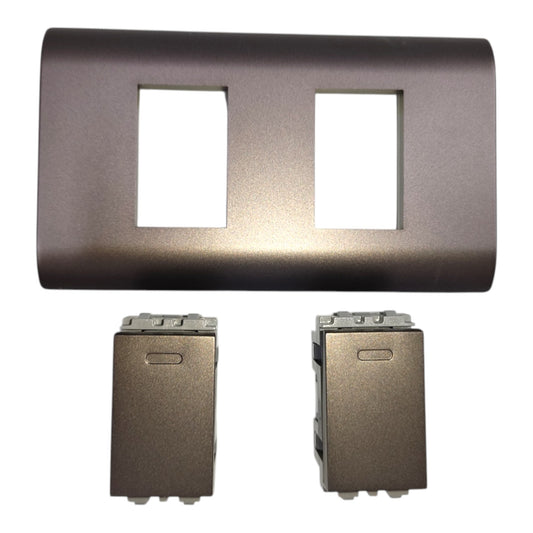 Royu 2 Gang 3 Way Switch 15A 220V with Plate Cover Dark Gray PLANO Series (RMP2/DG)/(RMS3/DG-2PCS) - photo 2