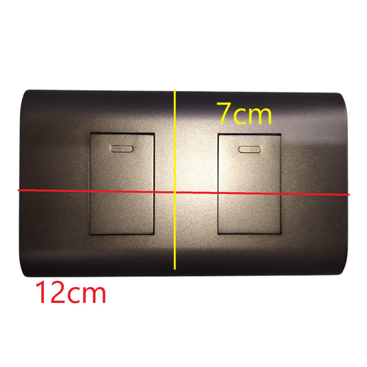 Royu 2 Gang 3 Way Switch 15A 220V with Plate Cover Dark Gray PLANO Series (RMP2/DG)/(RMS3/DG-2PCS) - front view