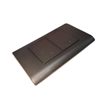 A dark brown double switch plate cover with a matte finish, shown at an angle on a plain white background.