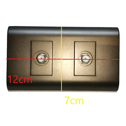 A rectangular wall plate or outlet cover shown on a white background with red and yellow measurement lines and text indicating dimensions 12cm and 7cm.