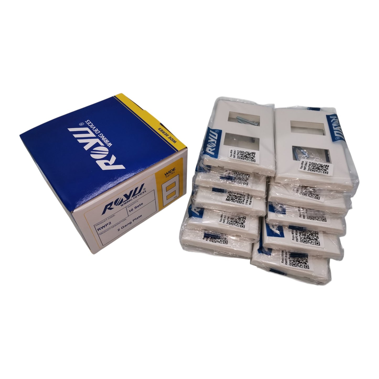 Royu 2 Gang Plate Cover Device Wide Series RWP2 10Pcs per Order Electx Electrical Supply