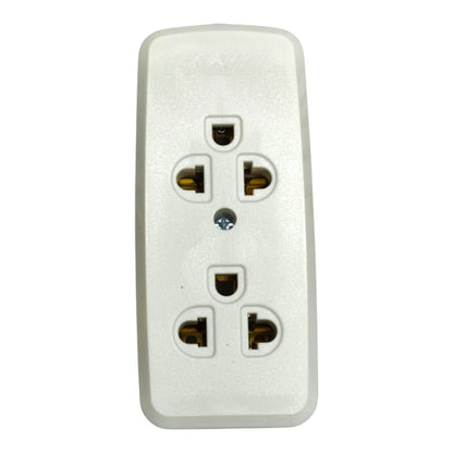 Royu 2 Gang Universal Outlet with Ground with 1 Gang Flat Pin Outlet 10A 250V REDOU502 Electx Electrical Supply