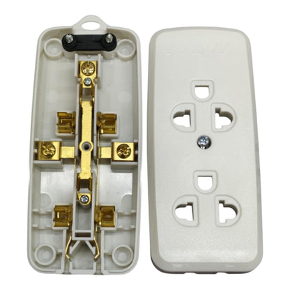 Royu 2 Gang Universal Outlet with Ground with 1 Gang Flat Pin Outlet 10A 250V REDOU502 Electx Electrical Supply