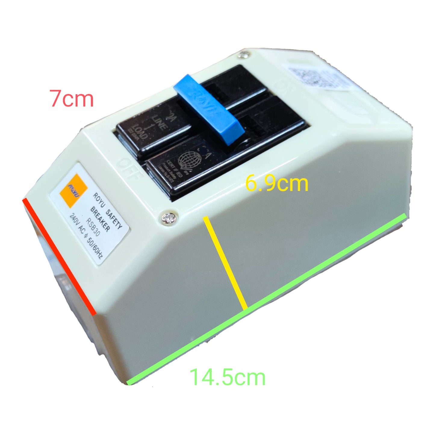 Royu 30A 2 Pole 10KAIC 220V Circuit Breaker with PVC Enclosure Nema 1 RSB30A Electx Electrical Supply