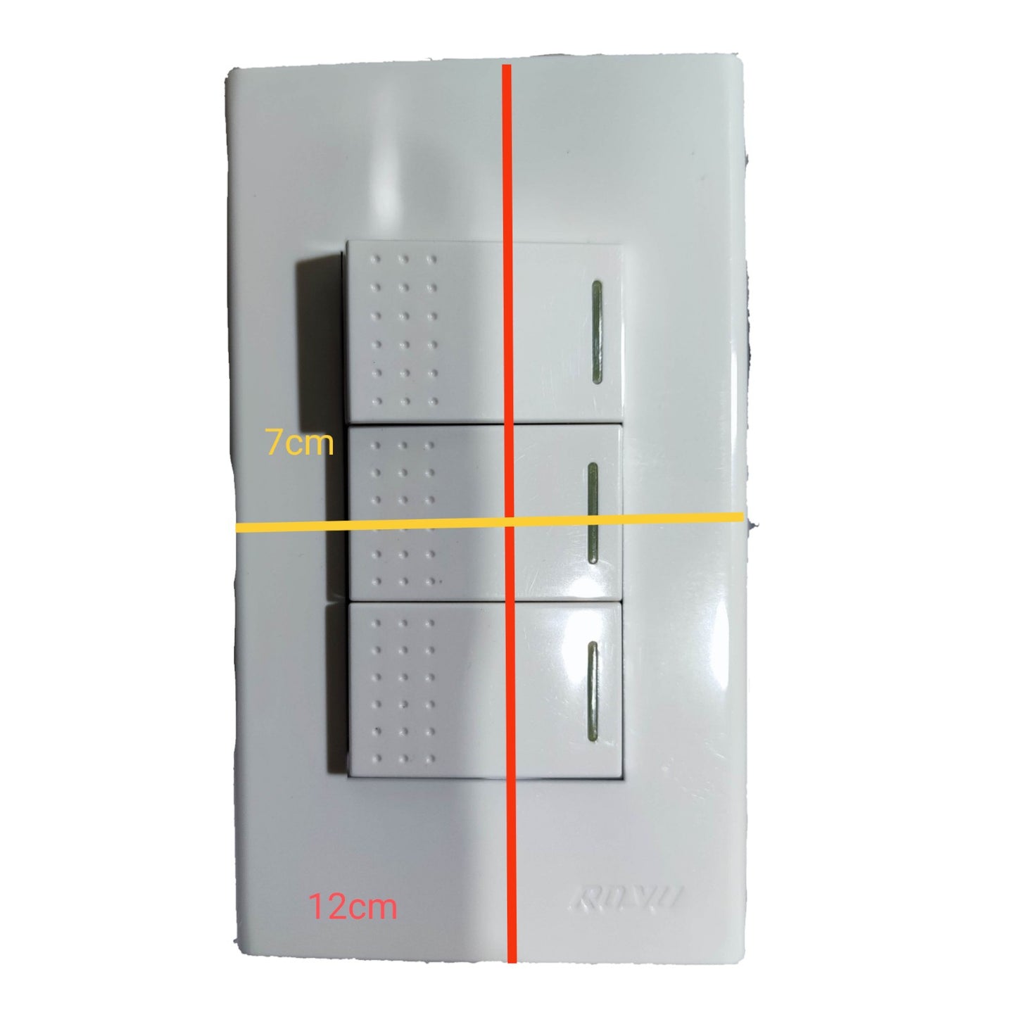 Royu 3 Gang 1 Way Switch with Plate Cover Wide Series 10A 250V RWP3/3XRWS1-A Electx Electrical Supply