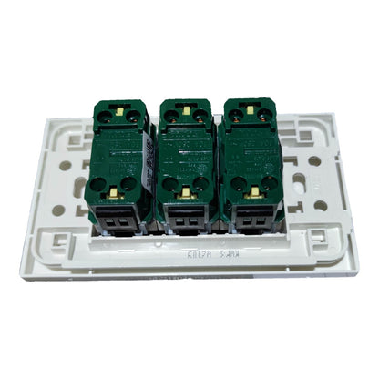 Royu 3 Gang 1 Way Switch with Plate Cover Wide Series 10A 250V RWP3/3XRWS1-A Electx Electrical Supply
